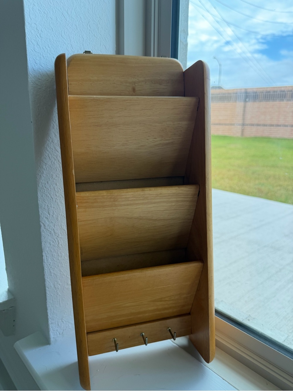 Wooden Wall Mail & Key Organizer - Natural Wood